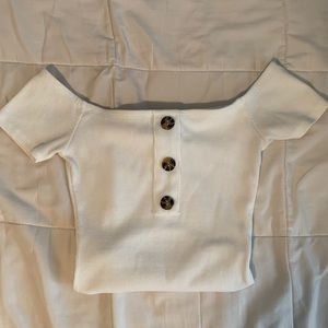 Off the shoulder white bodysuit *SOLD ON DEPOP*